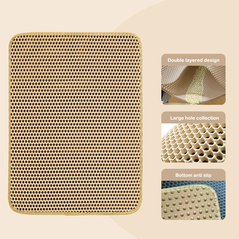 Cat Litter Collection Mat – Double Layer, Non-Slip 