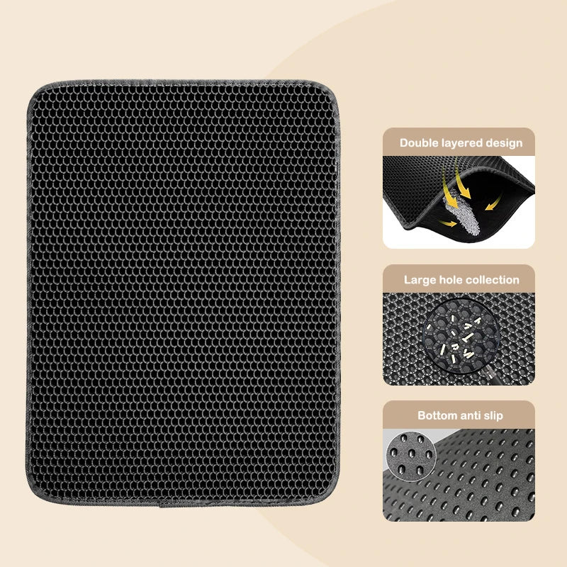 Cat Litter Collection Mat – Double Layer, Non-Slip 