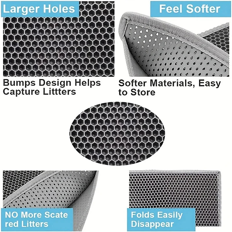 Cat Litter Collection Mat – Double Layer, Non-Slip 